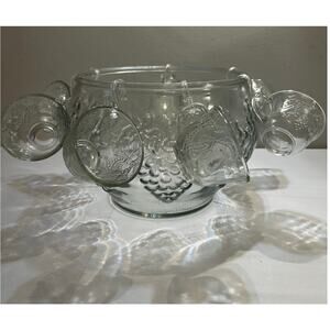 Vintage 1980s Indiana Glass Celebration Punch Bowl Set